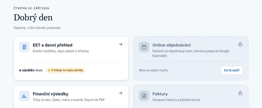 Náhled — rozcestník backoffice